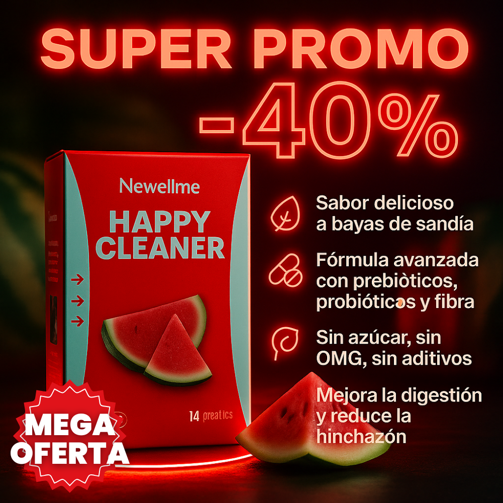 Happy Cleaner™ Polvo Probiótico con Prebióticos y Fibra, Reduce Hinchazón y Mejora tu Digestión Naturalmente