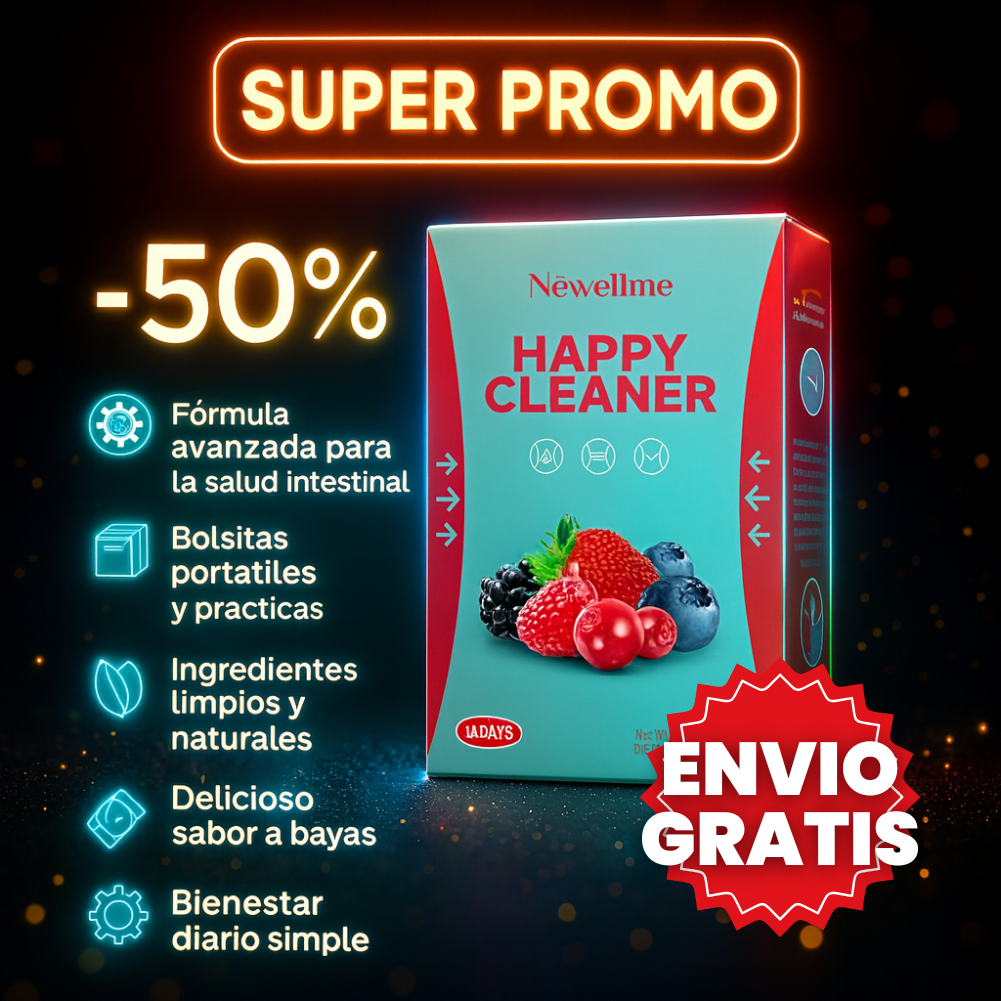 Happy Cleaner™ Polvo Probiótico con Prebióticos y Fibra, Reduce Hinchazón y Mejora tu Digestión Naturalmente